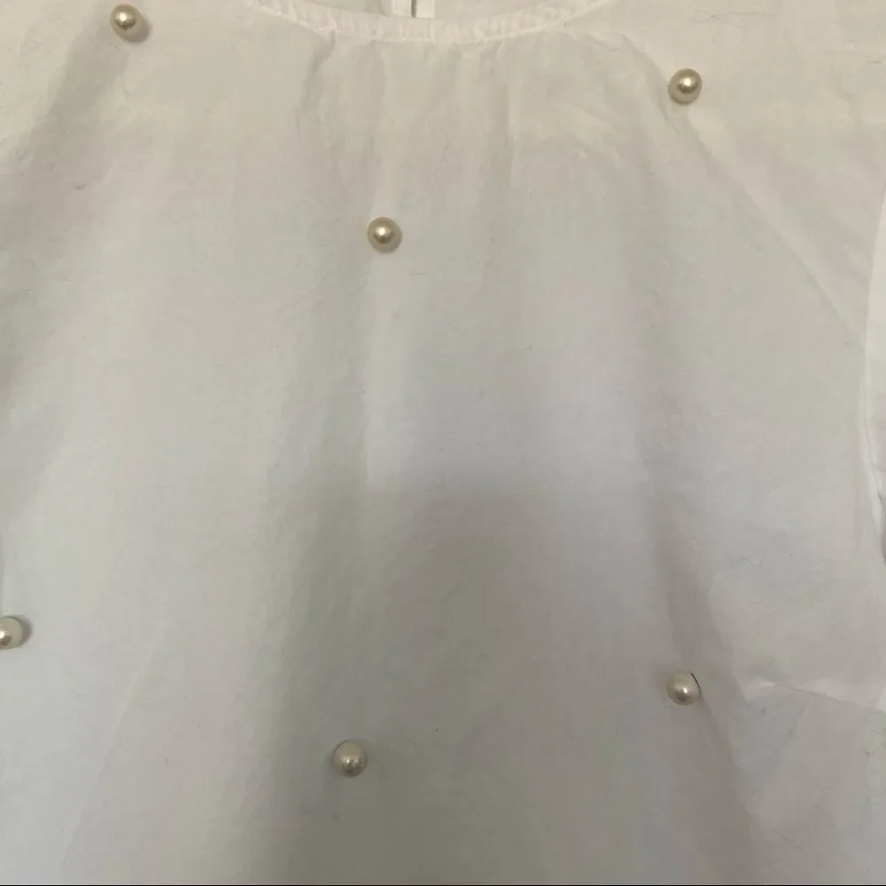 Zara white pearl top with bell sleeve XS VGUC - Picture 3 of 8